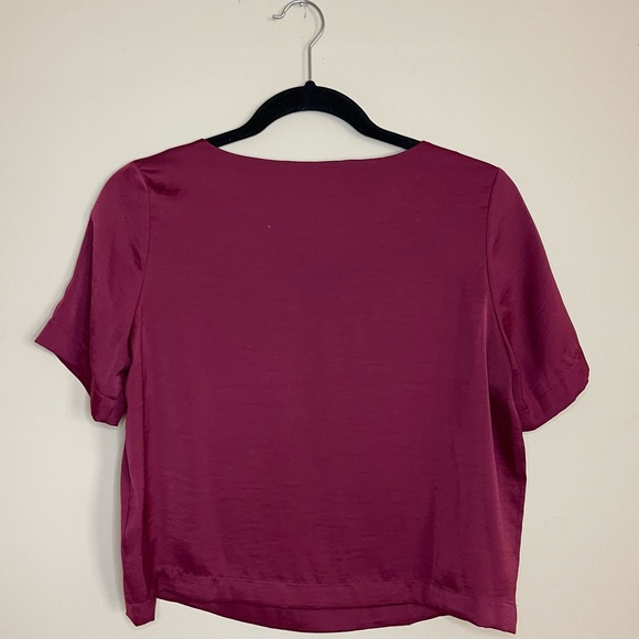Silk Cranberry Cropped Blouse - Picture 3 of 3